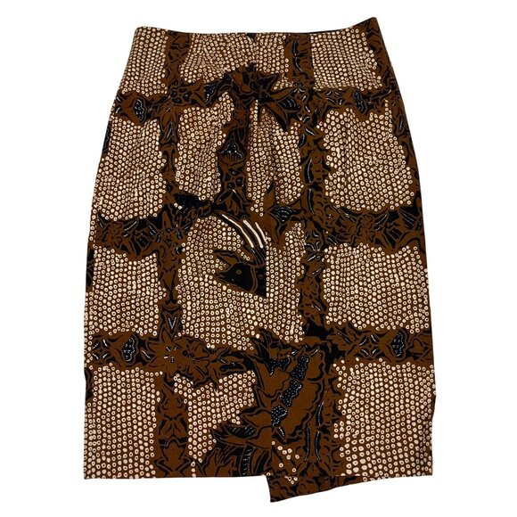 30% off! Anthropologie Skirt women's 6 brown black patterned pencil skirt ruffle - Picture 8 of 8